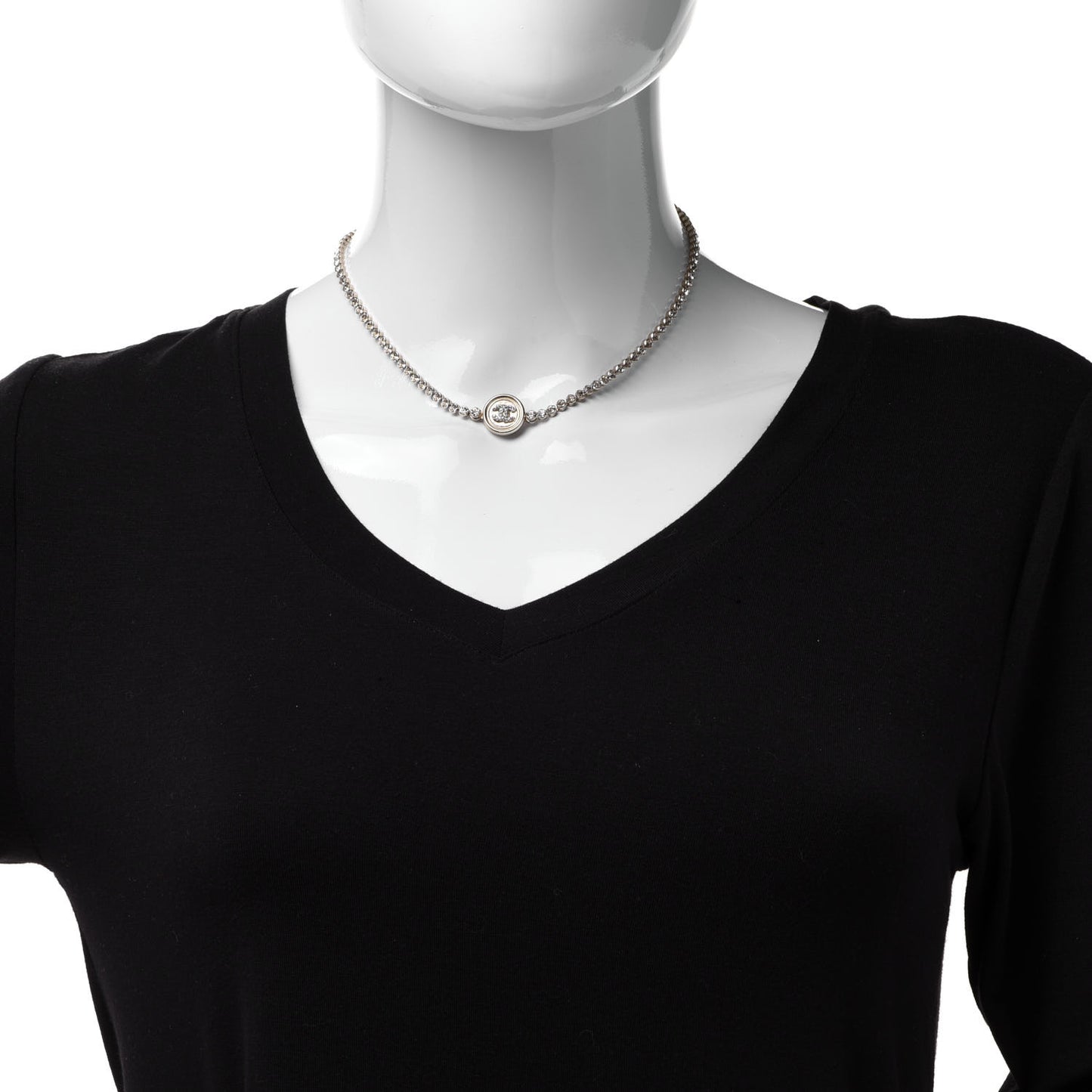 Crystal CC Chain Short Necklace Gold