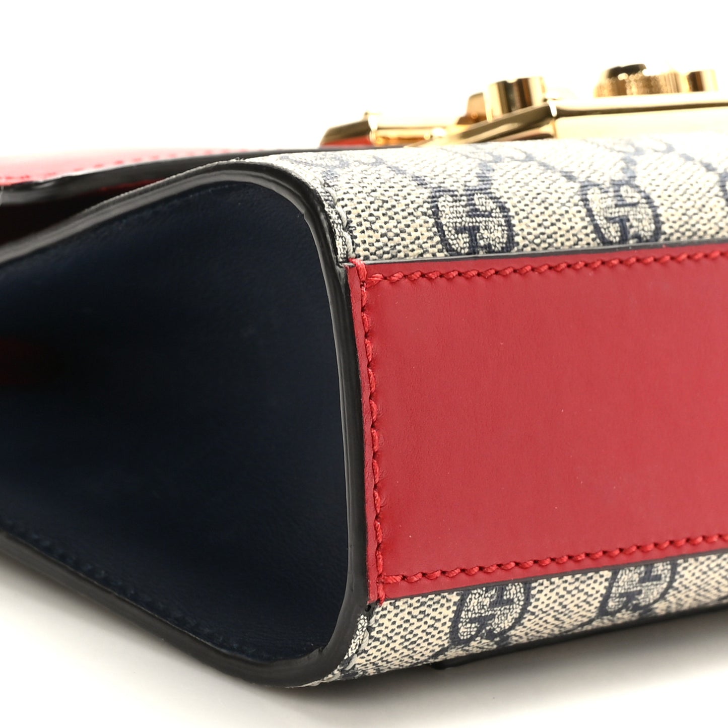 GG Supreme Monogram Moon Calfskin Small Padlock Shoulder Bag Beige Blue Hibiscus Red Mystic White