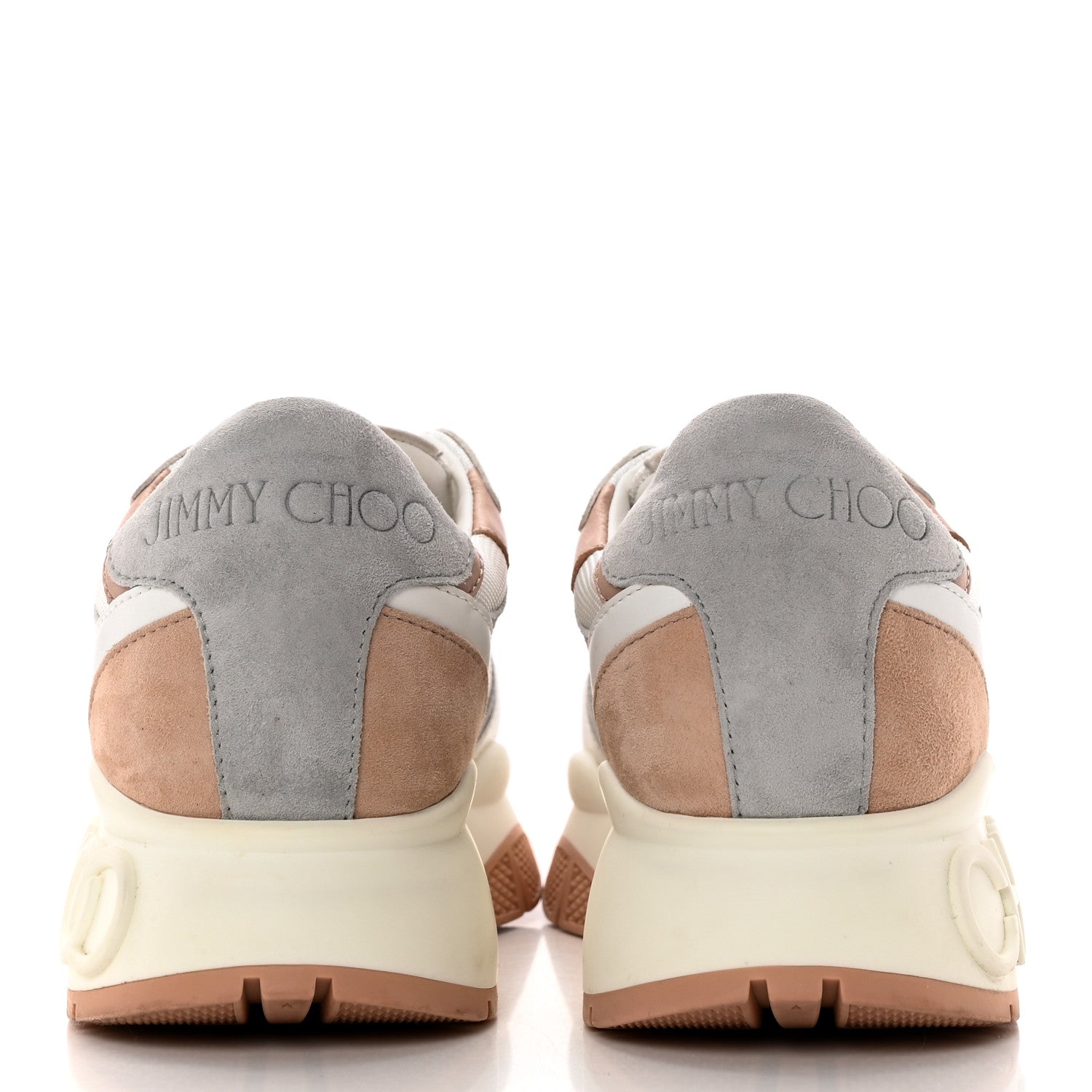 Jimmy Choo Nappa Mesh Suede Women Landon Low Top Sneakers 39.5 White Powder Pink Grey 5 of 17