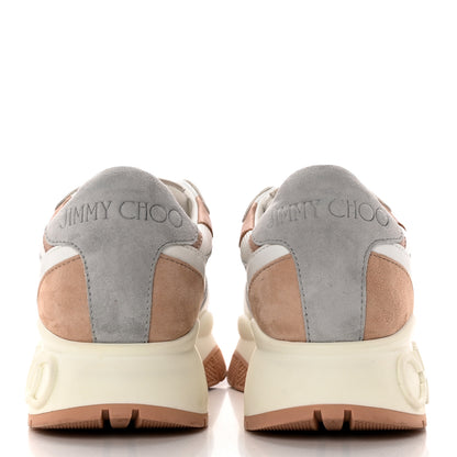 Jimmy Choo Nappa Mesh Suede Women Landon Low Top Sneakers 39.5 White Powder Pink Grey 5 of 17