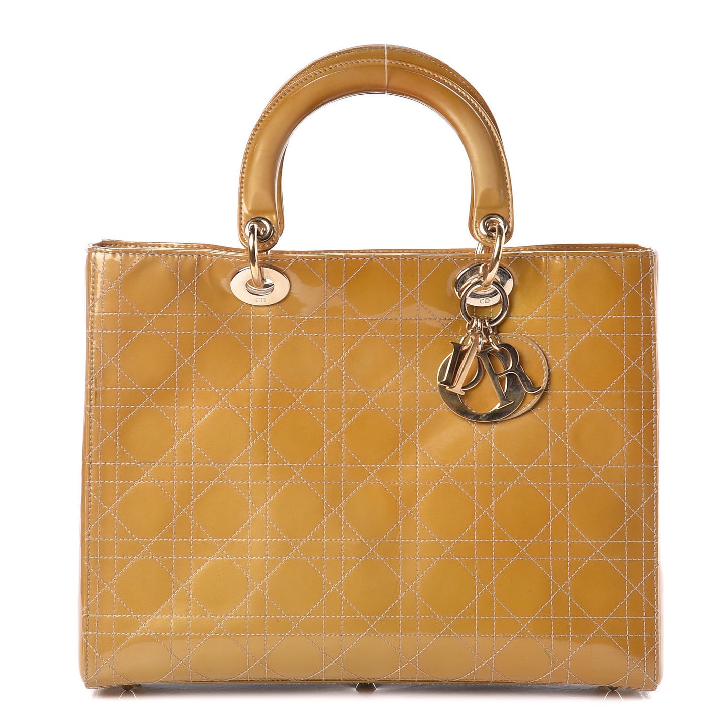Patent Cannage Large Lady Dior Beige