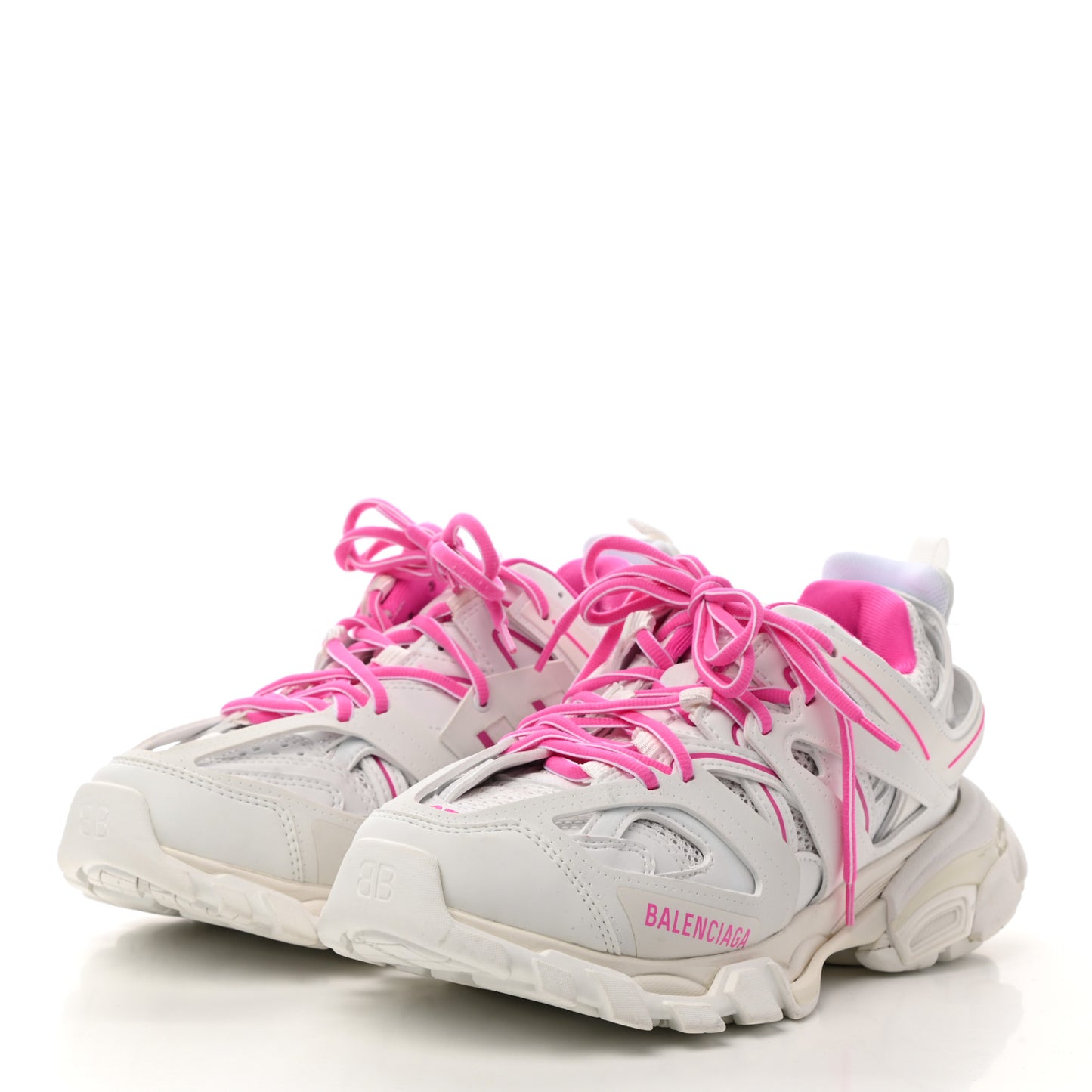 Mesh Rubber Bi-Color Womens Track Sneakers 37 White Fluo Pink