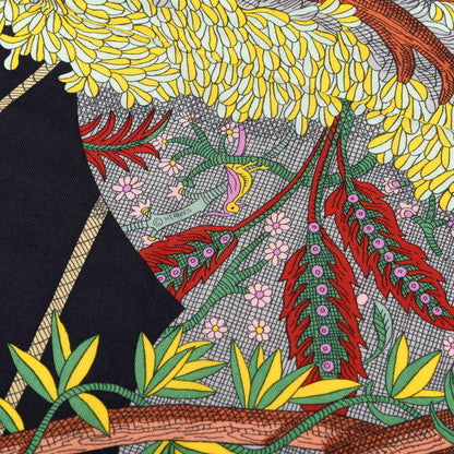 Hermes Cashmere Silk Acte III Scene I La Clairiere Shawl 140 Orange Vert Multicolore 4 of 5
