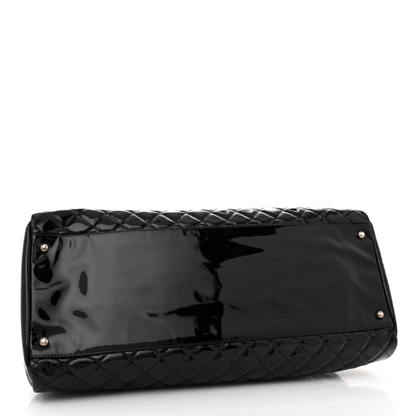 Patent Quilted Maxi Just Mademoiselle Bowling Bag Black