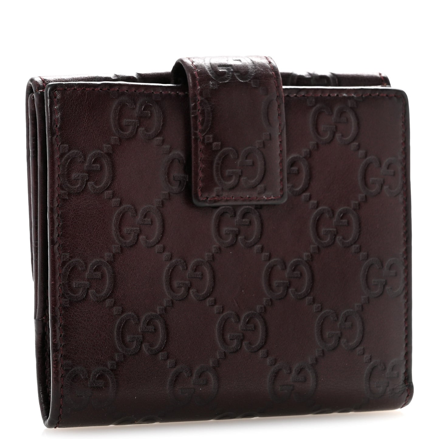 Guccissima Lovely Heart French Flap Wallet Brown