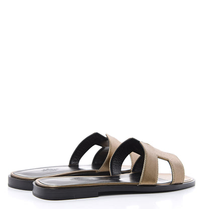 Hermes Metallic Epsom Oran Sandals 36 Vert Bronze 5 of 8