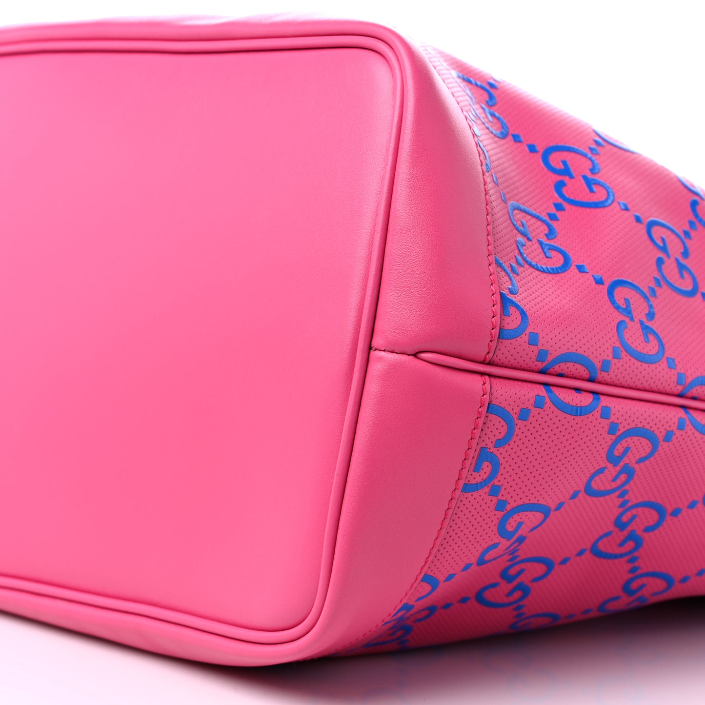 Calfskin GG Tennis Bi-Color Embossed Large Tote Modern Fucsia Modern Blue
