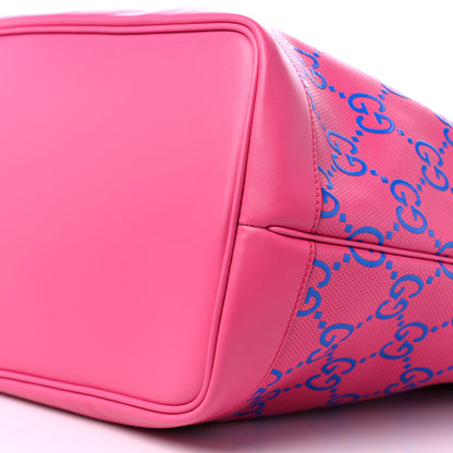 Gucci Calfskin GG Tennis Bi-Color Embossed Large Tote Modern Fucsia Modern Blue 10 of 11