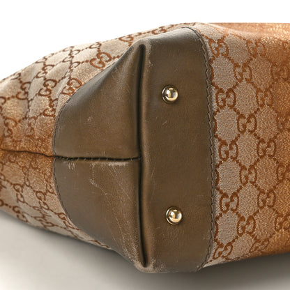 Gucci Monogram Lurex Heart Bit Charm Top Handle Tote Bronze 9 of 15