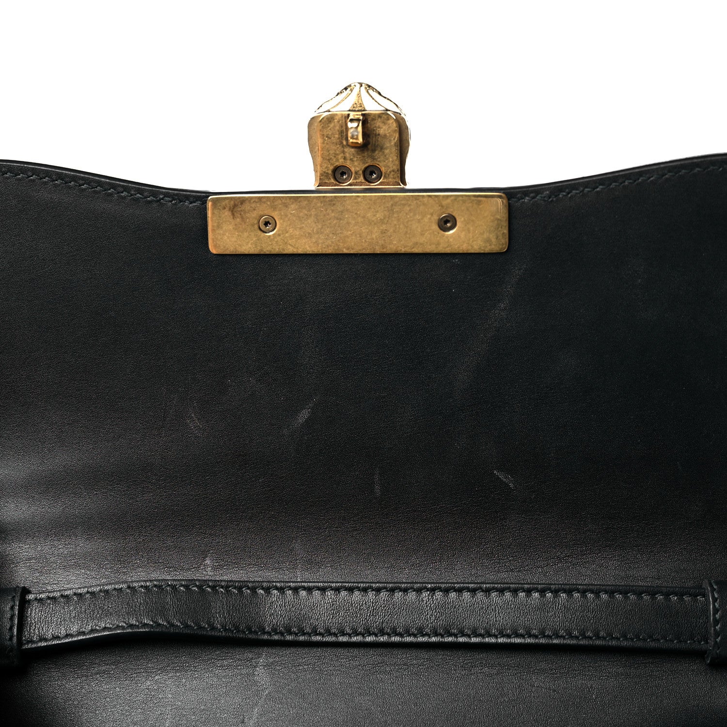 Gucci GG Supreme Monogram Small Osiride Top Handle Bag Black Gold 13 of 14