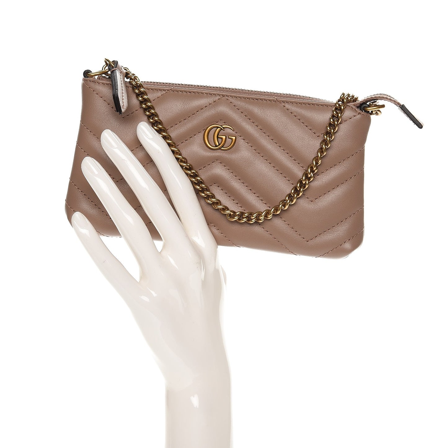 Calfskin Matelasse Mini GG Marmont Chain Bag Porcelain Rose
