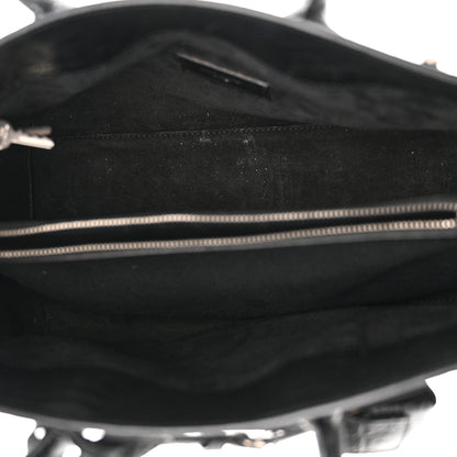 Saint Laurent Calfskin Crocodile Embossed Small Supple Sac de Jour Black 5 of 21