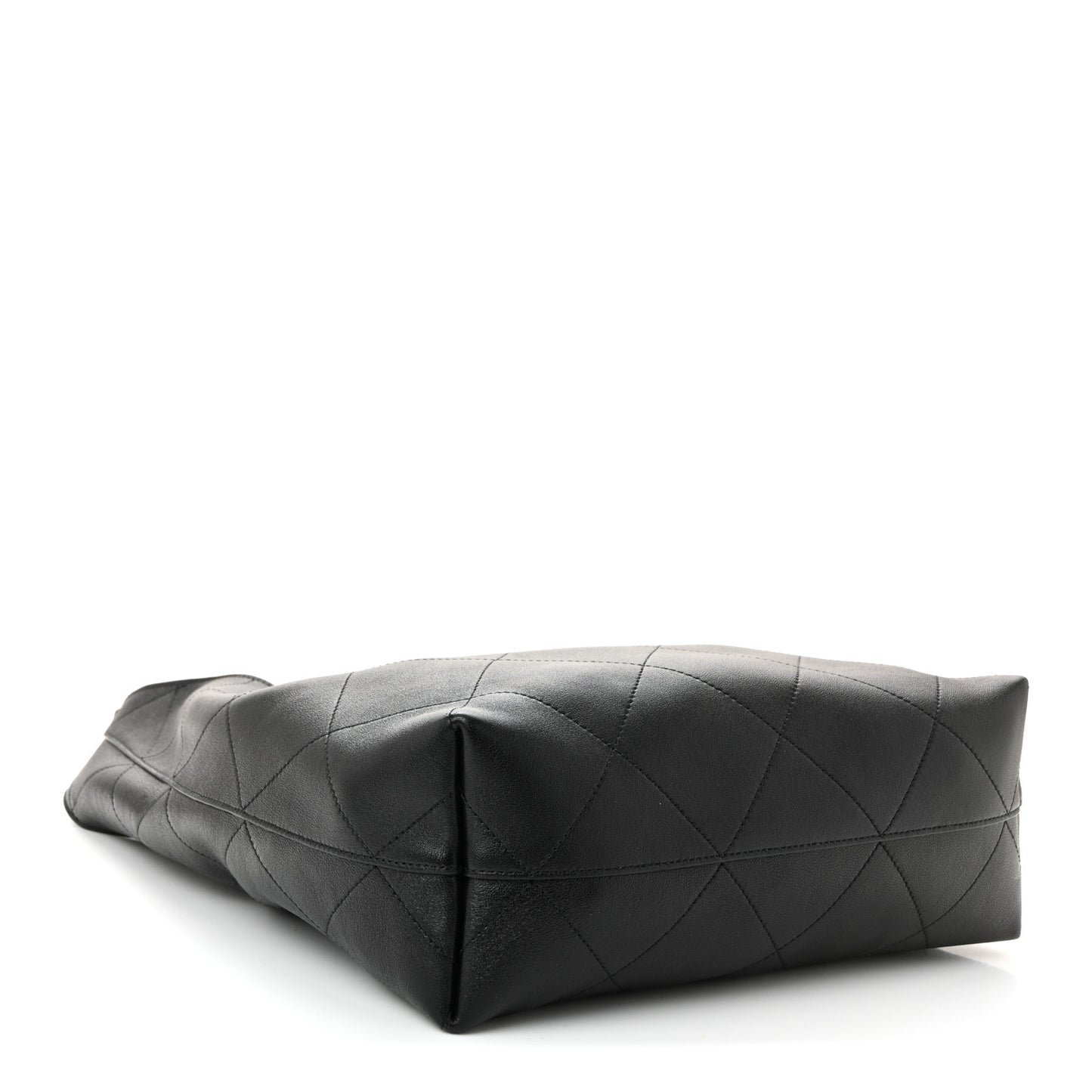Shiny Lambskin Quilted Medium Hobo Black