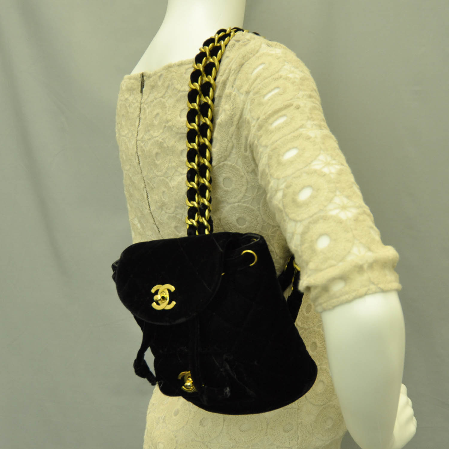 Chanel Velvet Quilted Small Backpack Black 2 of 12