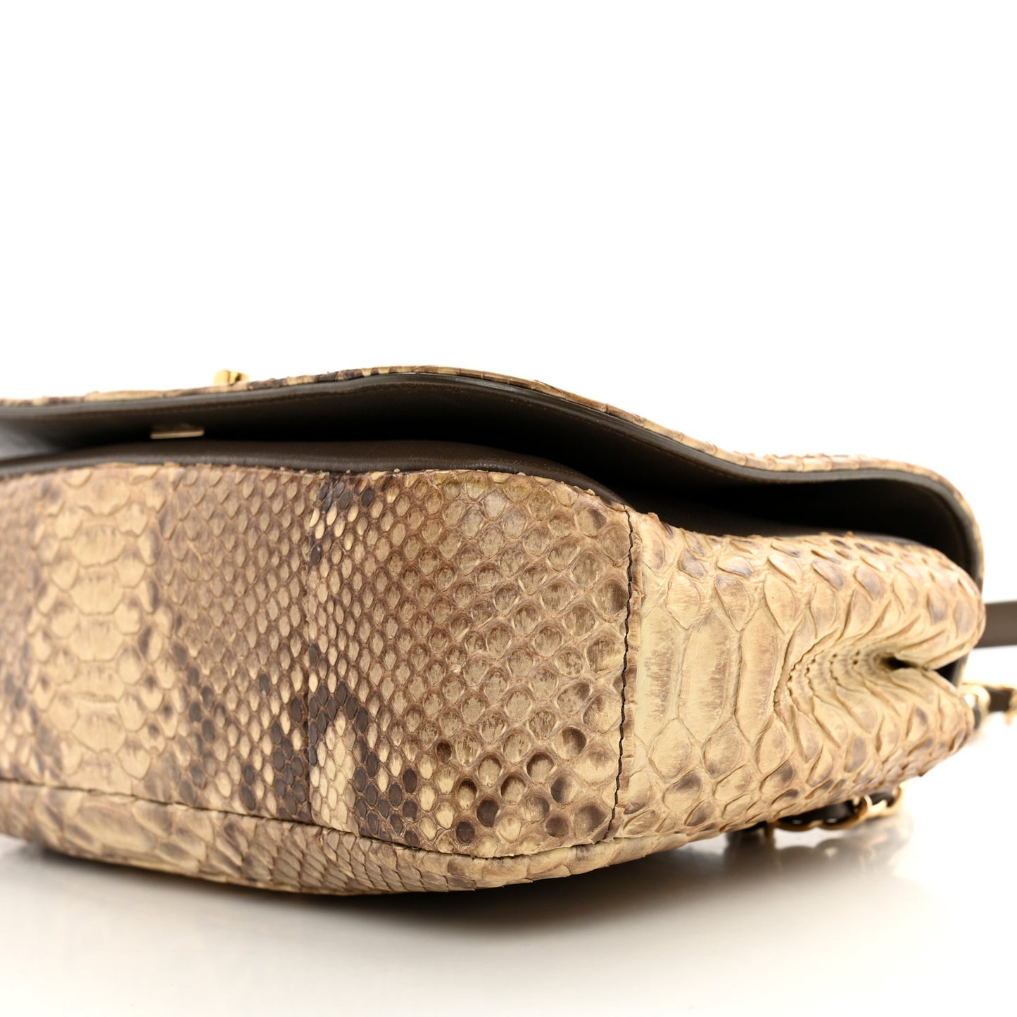 Snakeskin Metal Top Handle Carry Chic Flap