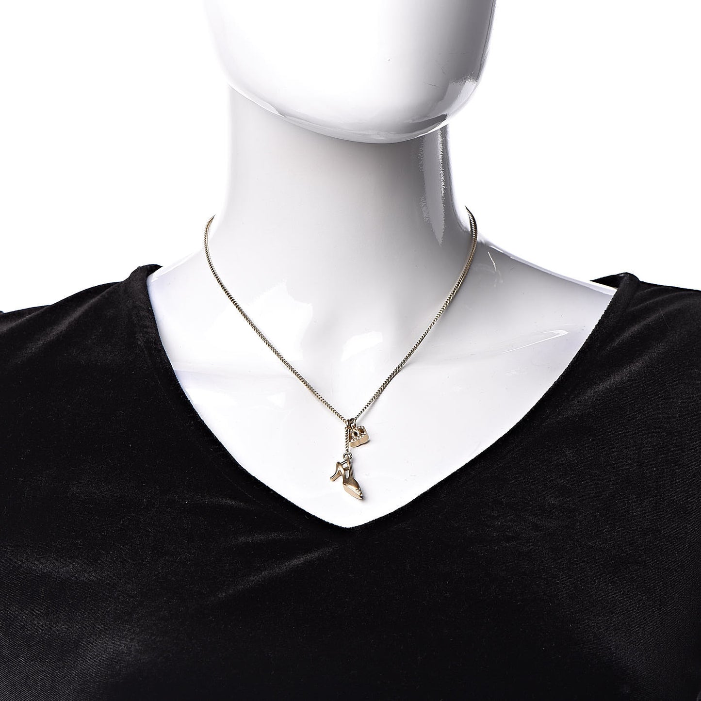 Crystal CC Heel Motif Necklace Gold