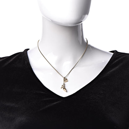Chanel Crystal CC Heel Motif Necklace Gold 2 of 4