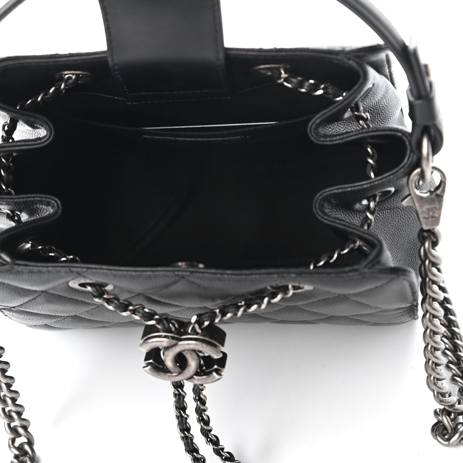 Chanel Caviar Quilted Small CC Bucket Bag Black 5 of 10
