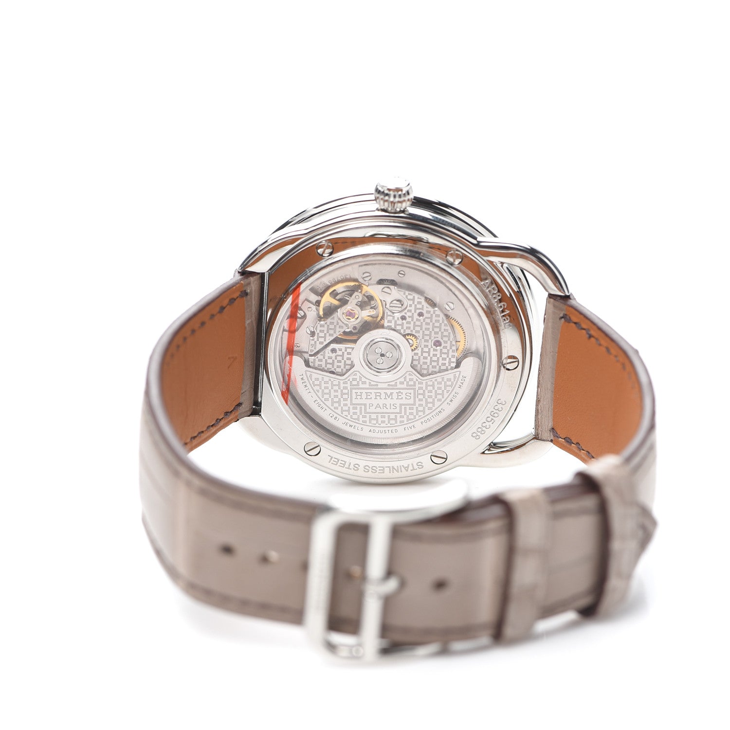 Hermes Stainless Steel Alligator 41mm Arceau Automatic Watch Gris Elephant 4 of 5