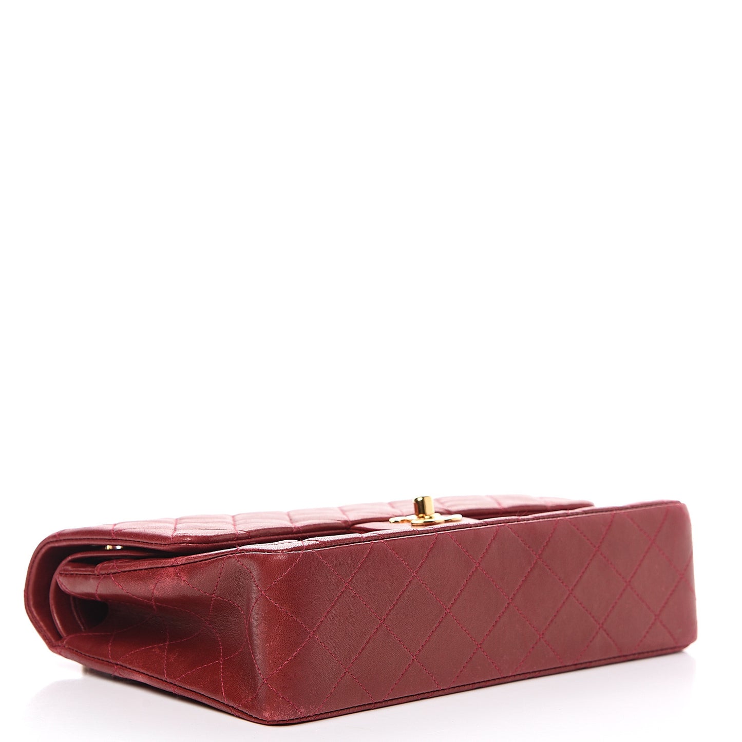 Lambskin Quilted Medium Double Flap Red