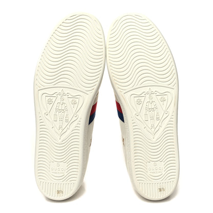 Gucci Calfskin Bee Star Embroidered Sylvie Web Ace Sneakers 38.5 White 5 of 9