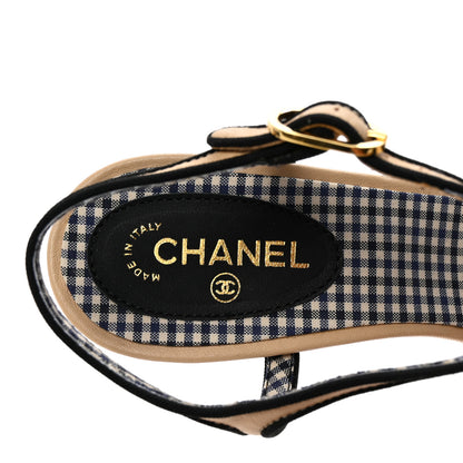Chanel Lambskin Camellia Sandals 38 Beige Black 8 of 9