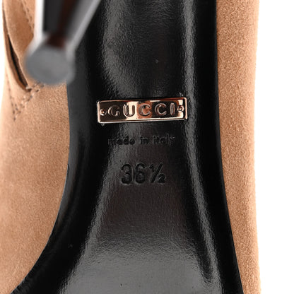 Gucci Kid Scamosciato Elastic Olimpia Open Toe Booties 36.5 Black Camelia 6 of 14