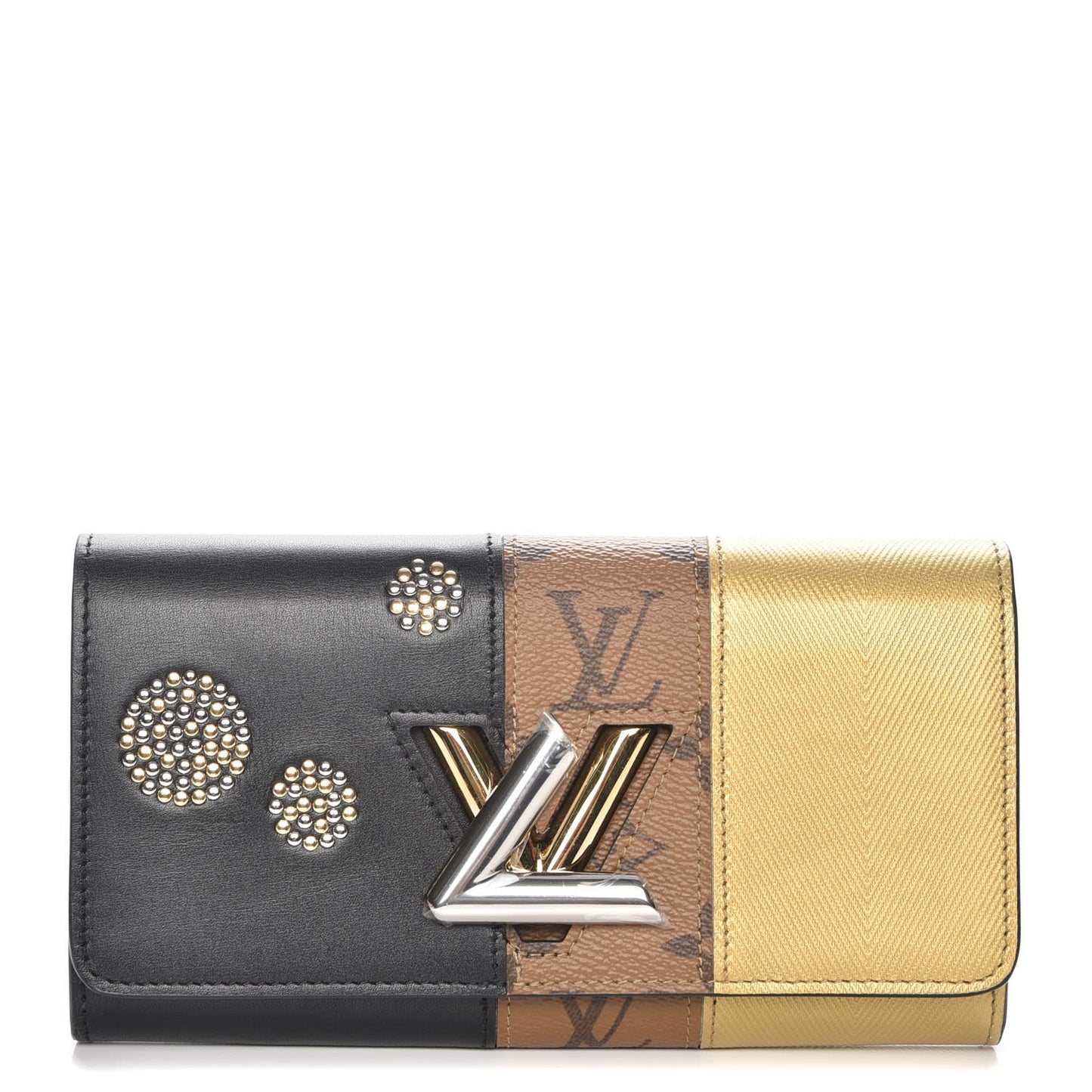 Reverse Monogram Studded Night Lights Twist Wallet