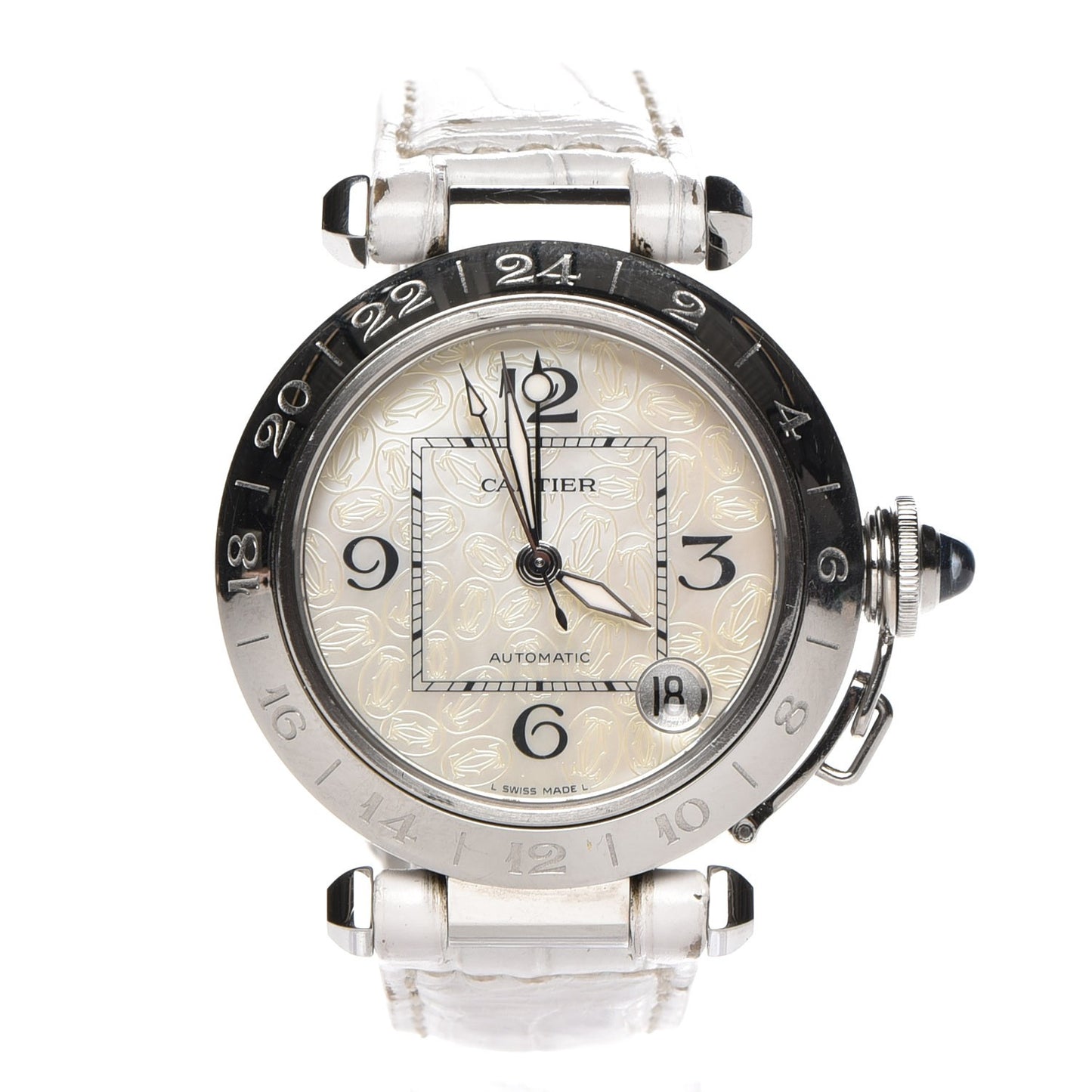 Stainless Steel Alligator Mother of Pearl 35mm Pasha C Automatic Watch