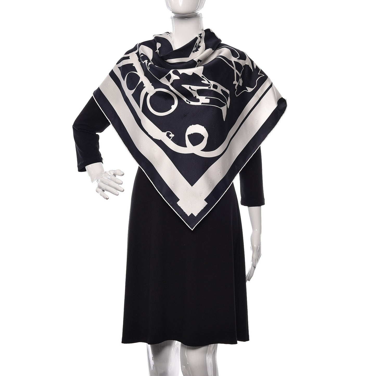 Silk Tout En Carre Scarf 90 Marine Blanc