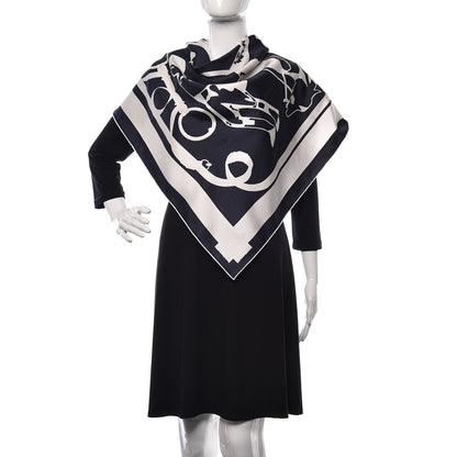 Hermes Silk Tout En Carre Scarf 90 Marine Blanc 2 of 4