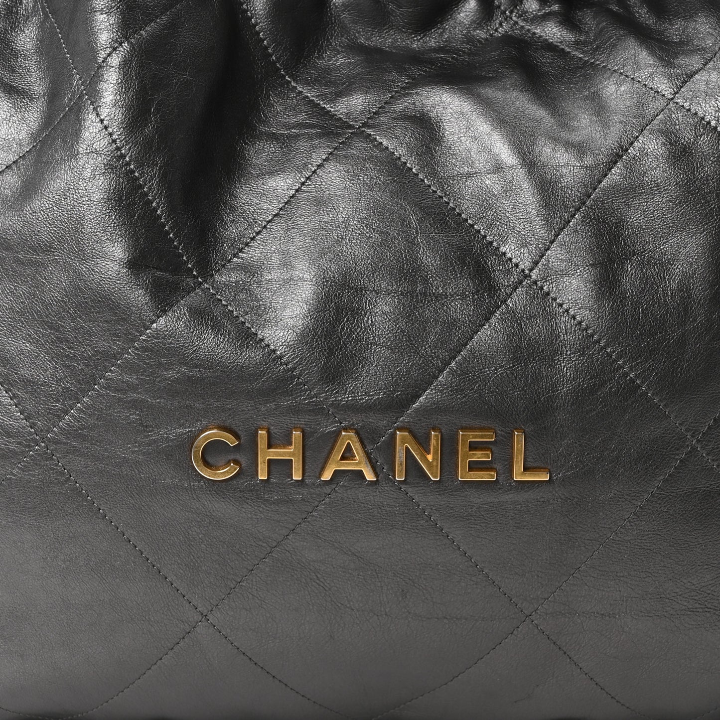 Shiny Calfskin Quilted Chanel 22 Dark Grey