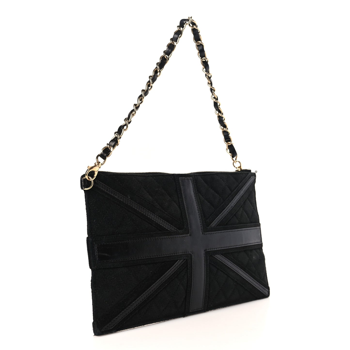 Suede Union Jack Clutch Black