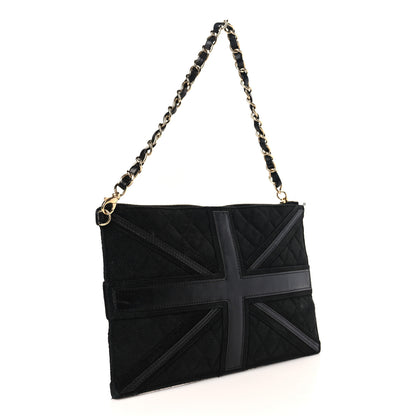 Chanel Suede Union Jack Clutch Black 3 of 10