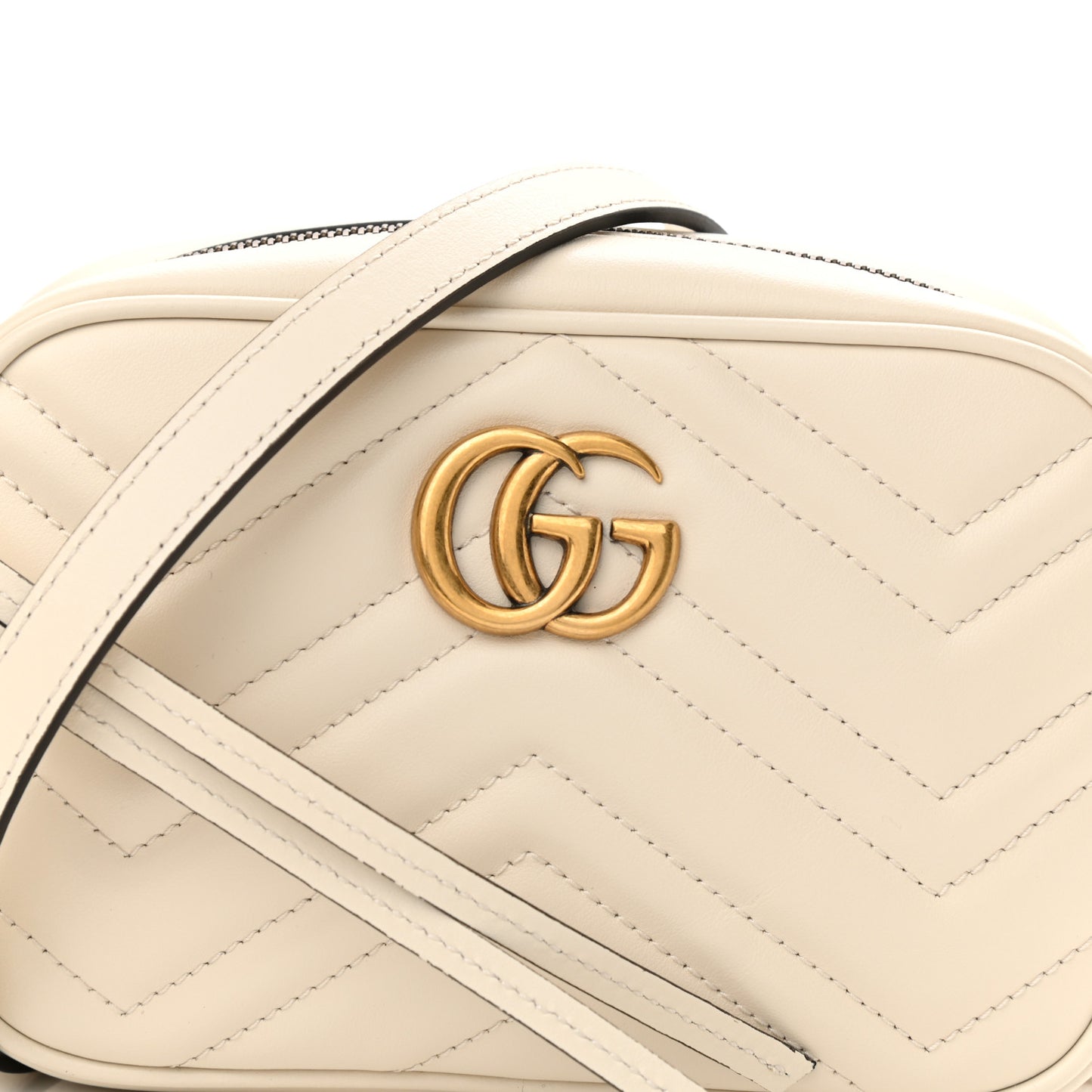 Calfskin Matelasse Mini GG Marmont Chain Shoulder Bag White