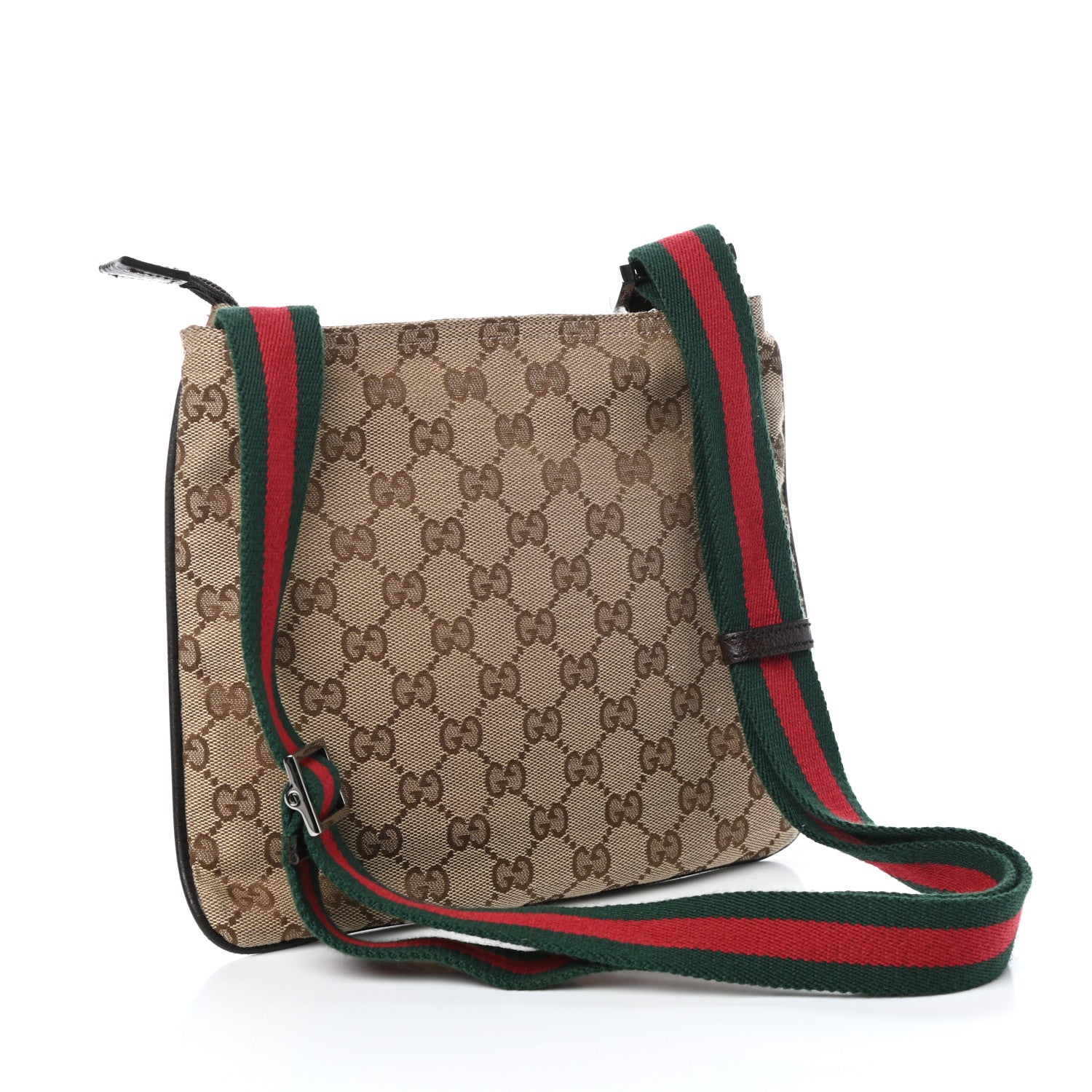 Gucci Monogram Web Small Flat Messenger Bag Brown 3 of 9