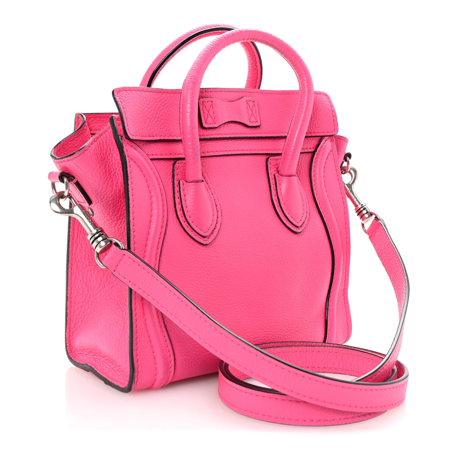 Drummed Calfskin Nano Luggage Fuchsia