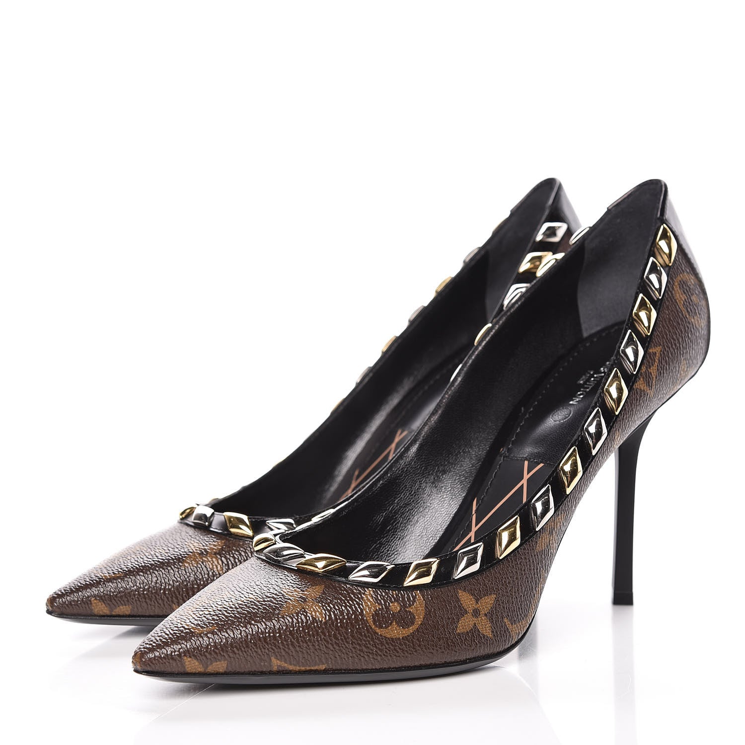Louis Vuitton Calfskin Monogram Eldorado Pumps 38.5 Cacao 3 of 9