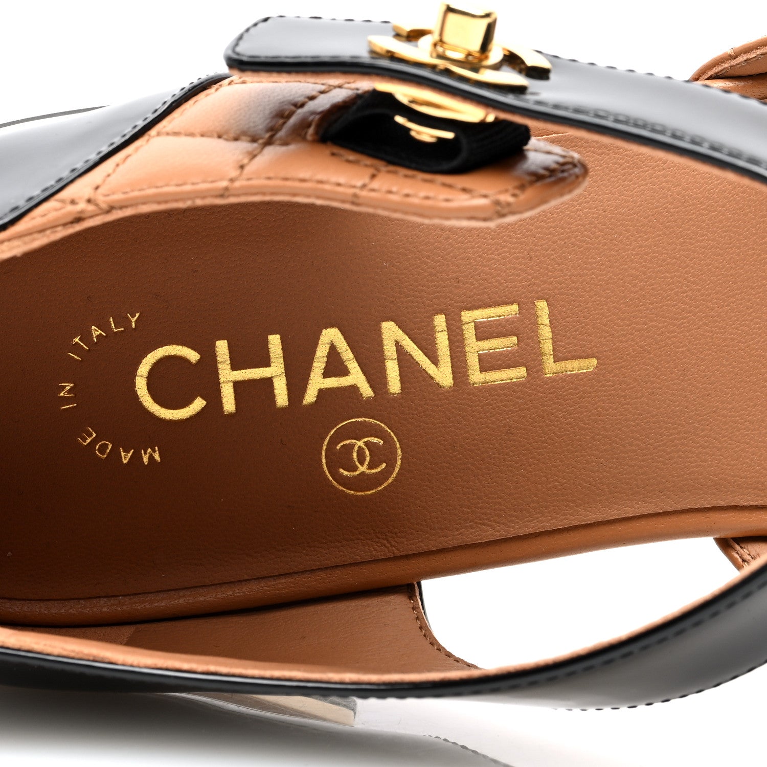 Chanel Patent Lambskin Quilted Cap Toe Ballerina Flats 40 Light Brown Black 7 of 9