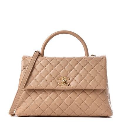 Chanel Caviar Quilted Medium Coco Handle Flap Light Beige 1 of 10