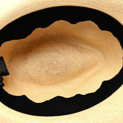 Chanel Straw Grosgrain Ribbon Fedora Hat S Beige Black 7 of 8