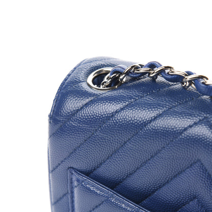 Chanel Caviar Chevron Quilted Mini Square Flap Dark Blue 7 of 14
