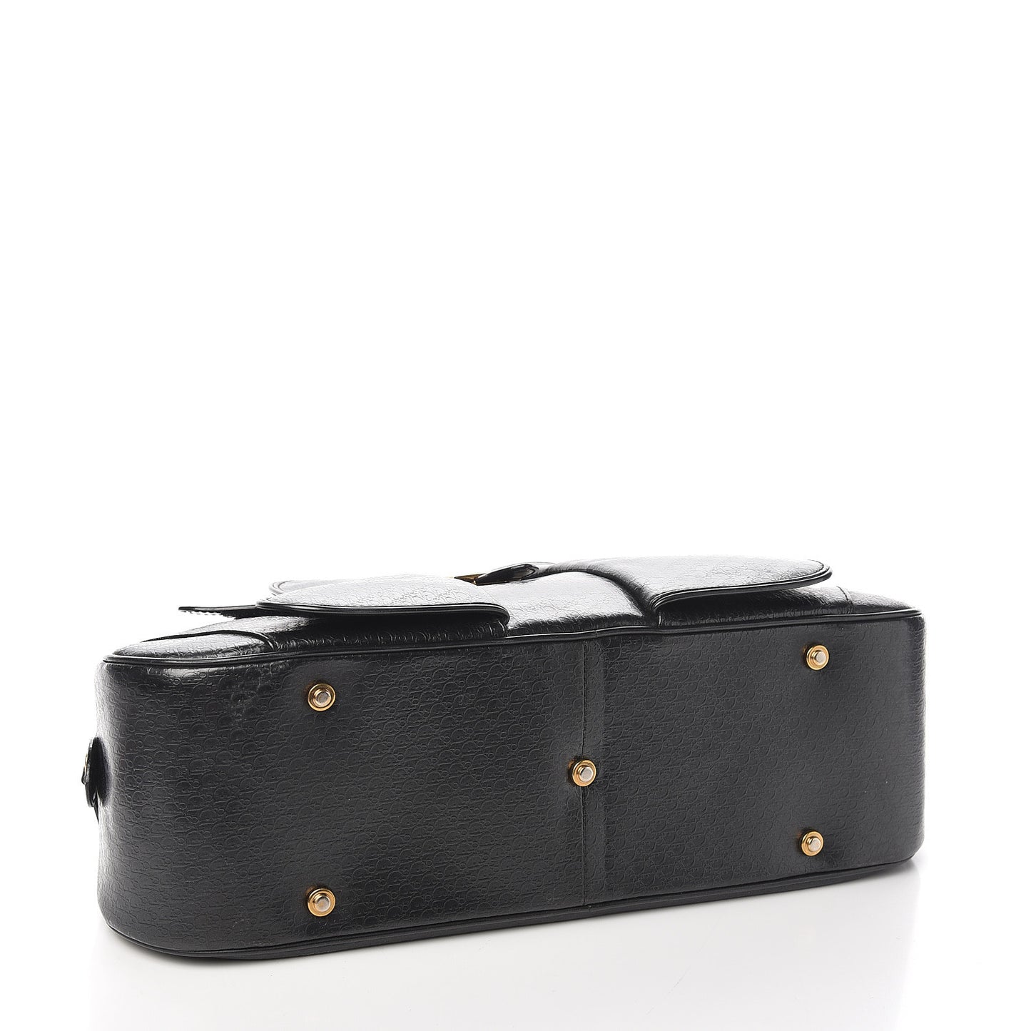 Patent Calfskin Embossed Saddle Bowler Black