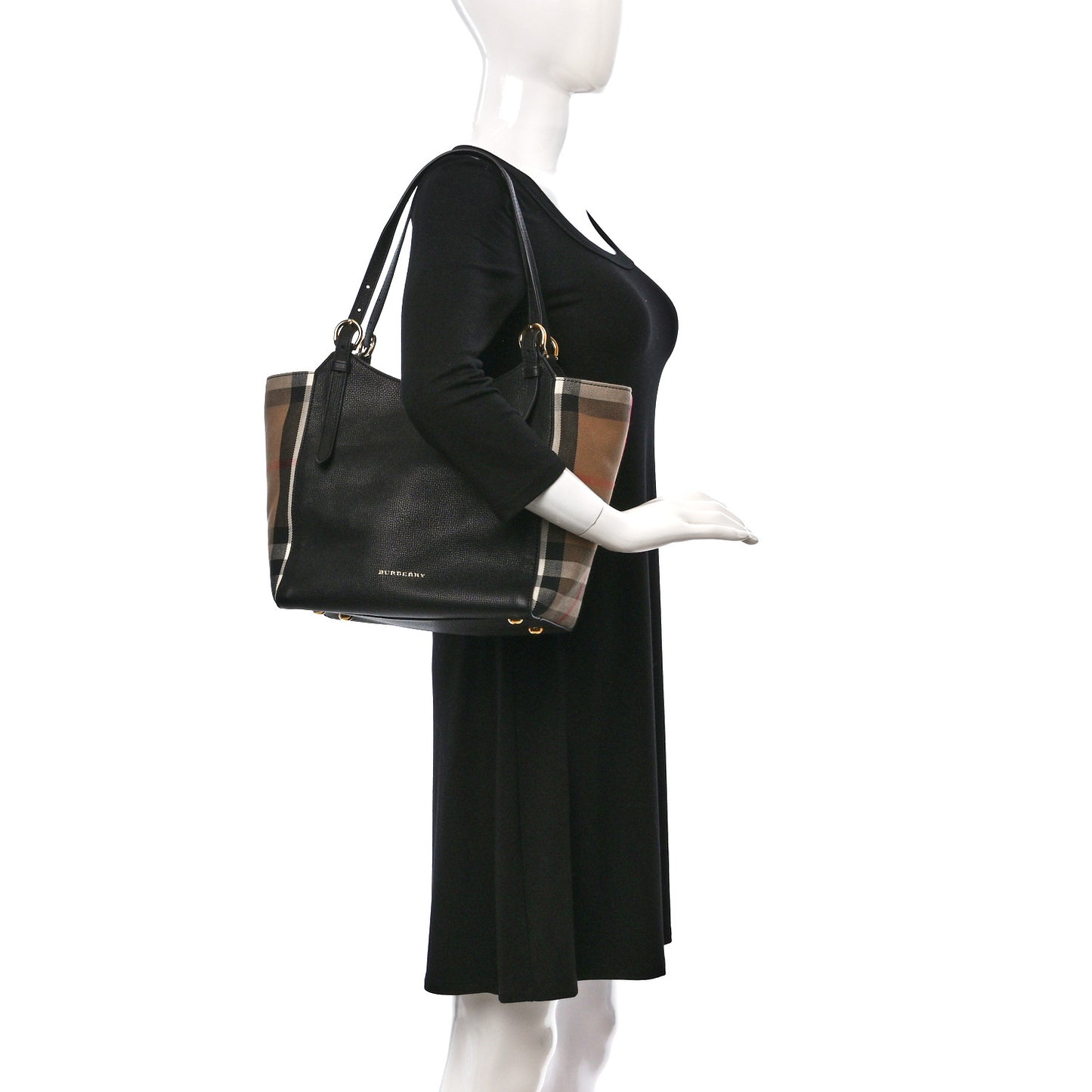 Grainy Calfskin House Check Small Canterbury Black