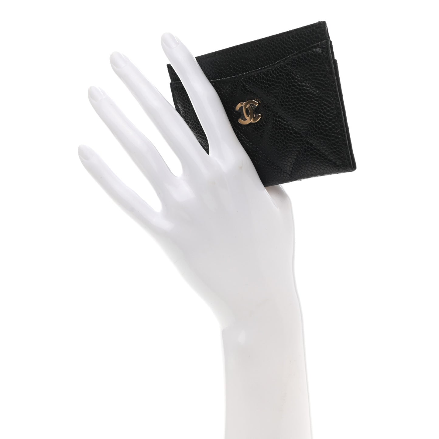 Caviar Quilted Card Holder Black