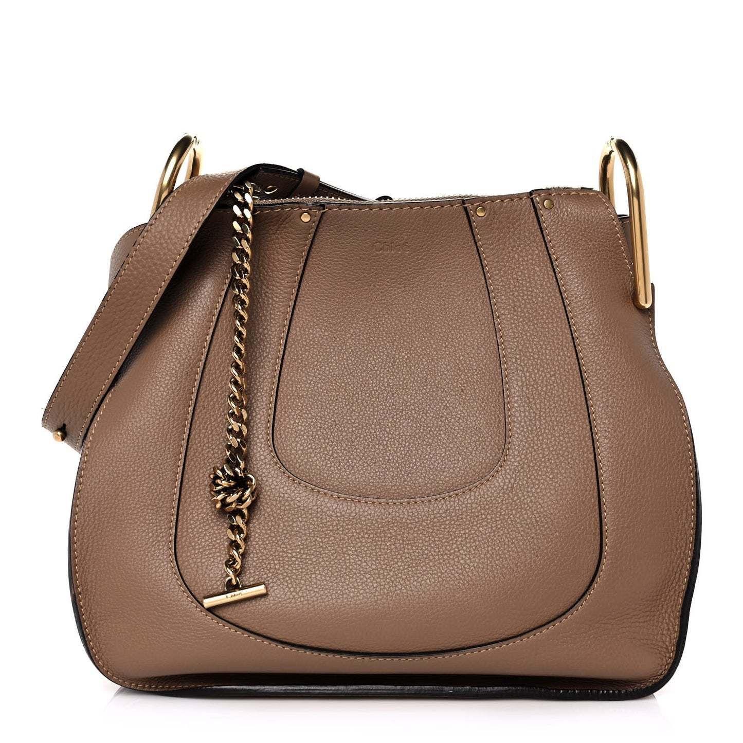 Grained Calfskin Small Hayley Hobo Nut