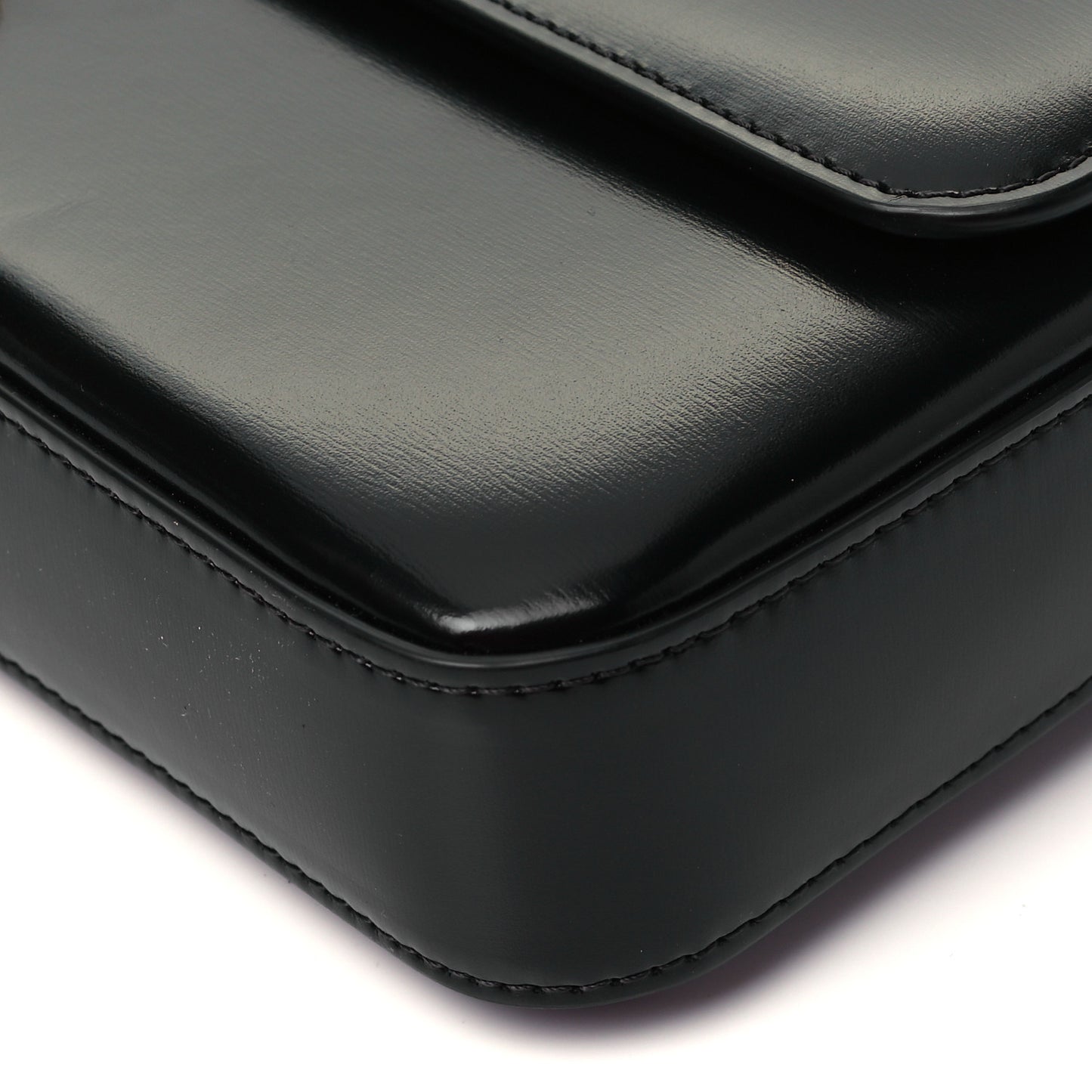 Shiny Calfskin Triomphe Chain Bag Black