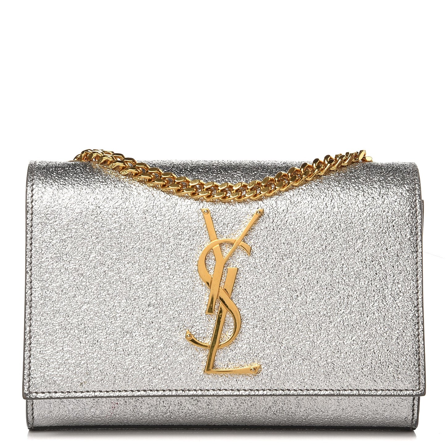 Metallic Calfskin Small Classic Monogram Kate Satchel Pale Gold