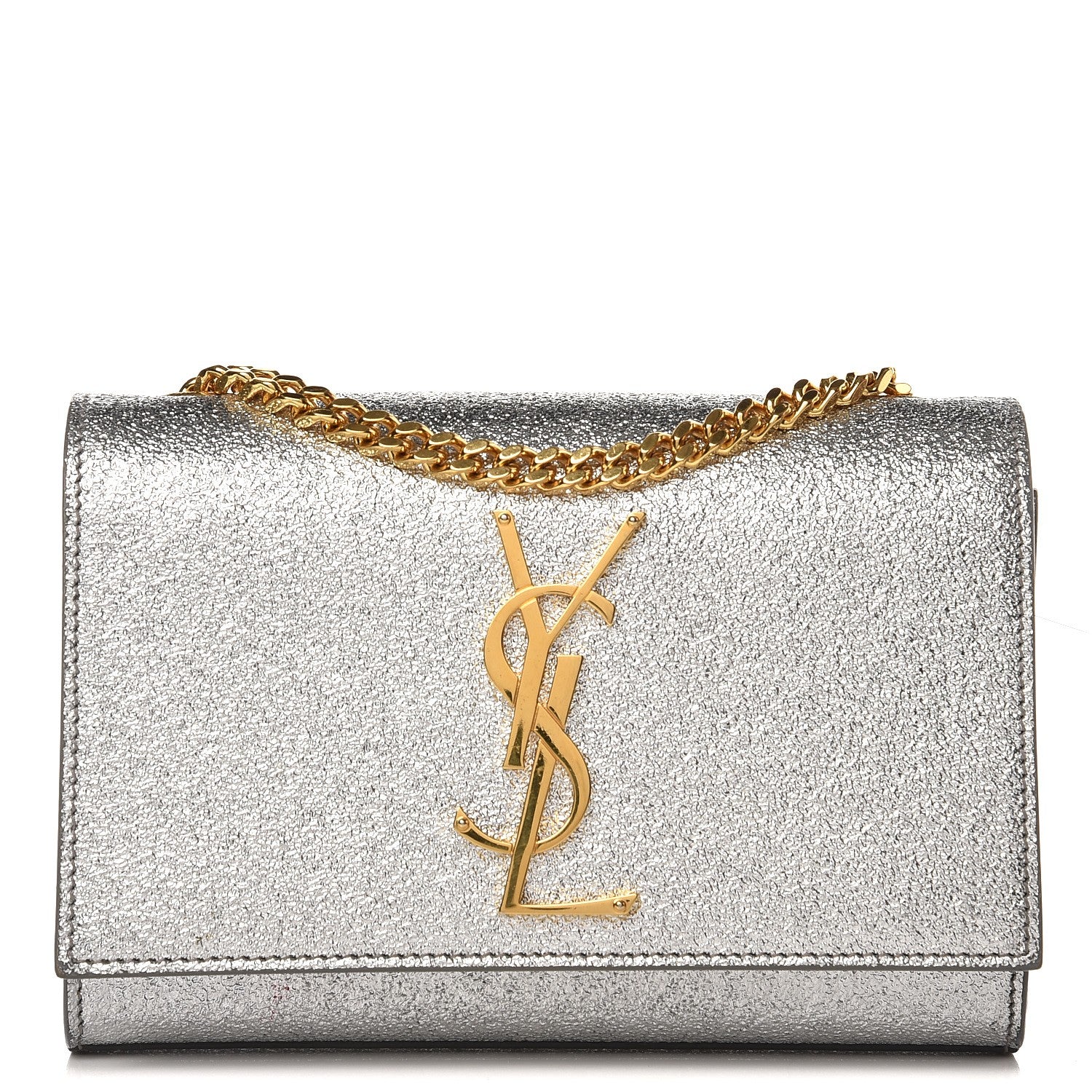 Saint Laurent Metallic Calfskin Small Classic Monogram Kate Satchel Pale Gold 1 of 6