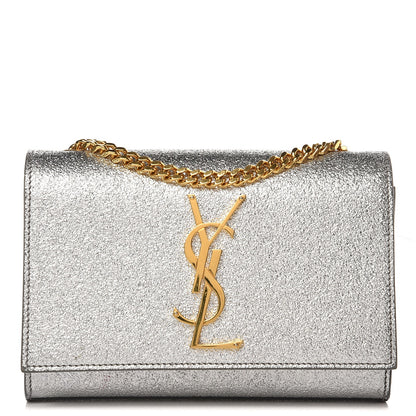 Saint Laurent Metallic Calfskin Small Classic Monogram Kate Satchel Pale Gold 1 of 6